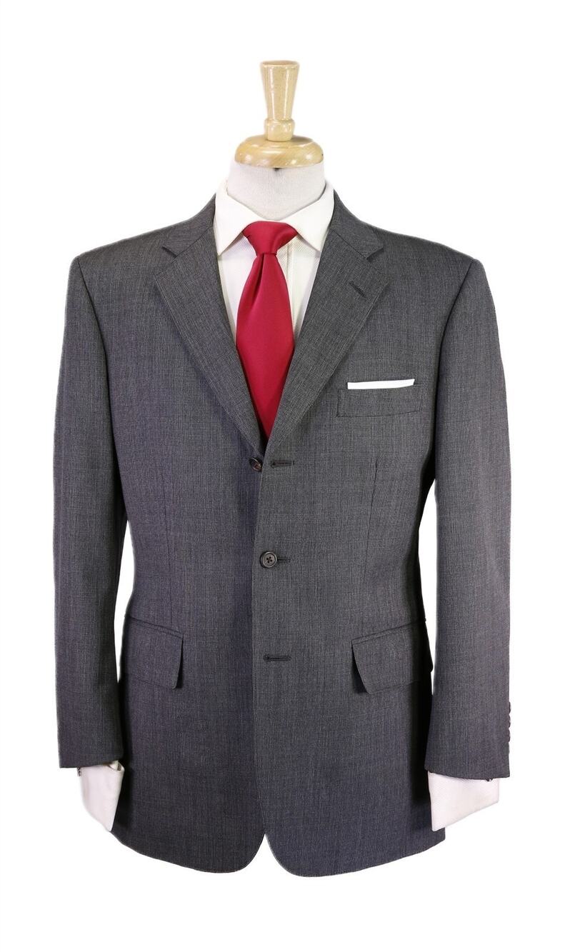 J Press Gray Black Tic Woven 3-Btn Wool Suit 38S